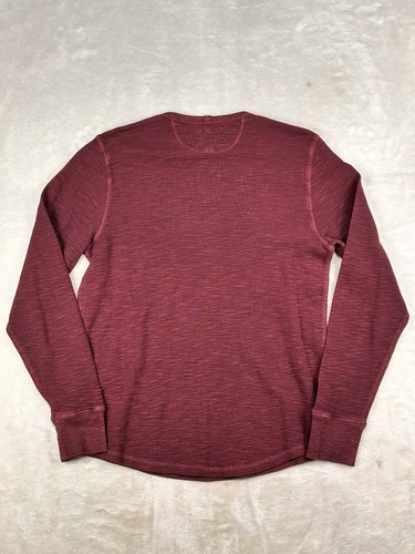 Lucky Brand Shirt Mens Large Maroon Henley Thermal Waffle Knit Outdoors - Picture 2 of 7