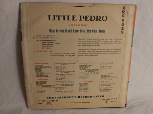 Little Pedro: The Children's Record Guild CRG 5025 Vinyl Record Album 10" - Picture 2 of 12