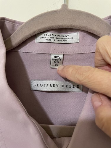 Mens Short Sleeve Geoffrey Beene Pinpoint Oxford Wrinkle Free SZ 18.5 XXL Shirt - Picture 5 of 6