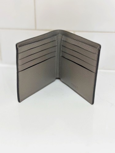 Men’s Grey Coach Double Bill Bifold House Of Leather Wallet Embossed F24647 NEW - Picture 3 of 17
