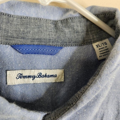 Camisa Tommy Bahama Para Hombres Manga Larga Tejida Slub Bolsillo Único Abotonada XL - Imagen 3 de 7