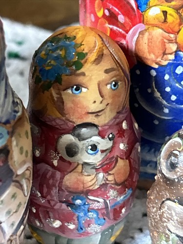 Handgefertigte seltene russische Mockba Nestpuppe - signiert Nina 5 Stück - Bild 9 von 24