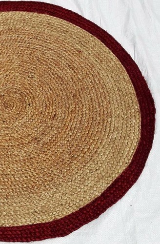Natural Jute Round Rug Bohemian Reversible Round Area Dhurrie Carpet Mat Rag Rug - Picture 7 of 27
