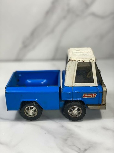 Vintage 1960's Buddy L Pickup Truck Blue White Pressed Steel Toy Truck - Picture 3 of 8