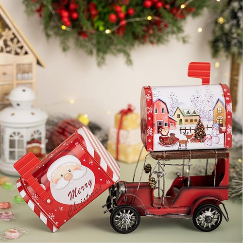 4X Christmas Santa Claus Candy Box Decor Iron Tin Mailbox Xmas Ornament Kid Gift - Picture 6 of 10