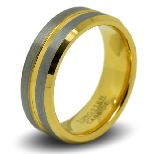 Herren Wolfram 18 kt Gold Ring Band 8 mm breit bequeme Passform RG135 P1/2 - Bild 2 von 5