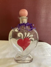 VALENTINE  DECOR Hand Painted Decanter Lead-Free Glass Heart Bottle B