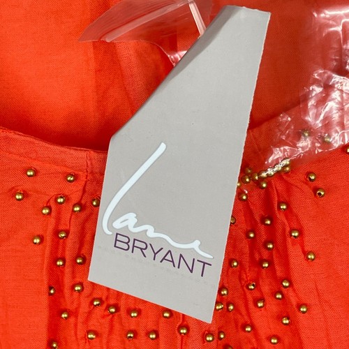 NWT Lane Bryant Top Size 18/20 Gold Beaded Coral 3/4 Sleeve Cotton Viscose - Picture 5 of 11