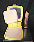 Vtg Coty Lipstick & Compact Translucent Beige Tone Powder & Moonlight Lipstick -