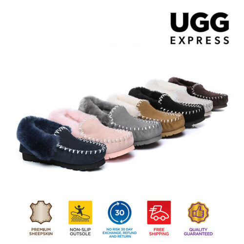 【EXTRA 15% OFF】UGG Moccasins Women Men Australian Sheepskin Slippers Loafers - Picture 1 of 58