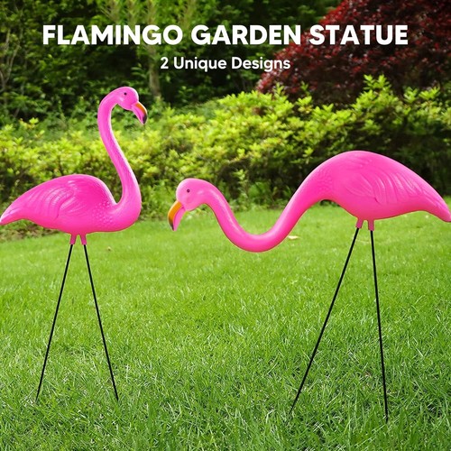 Set of 6 Pretty In Pink Flamingo Garden Stakes Outdoor Yard Lawn Art Party Decor - Picture 3 of 8