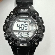Armitron Watch Men Digital Chronograph Sports Black Resin Band 40/8209 Works