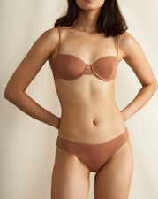 Onia Dalia Rib Top  Daisy Rib Bottom Bikini Set in Mocha, Sz M, Nwt 