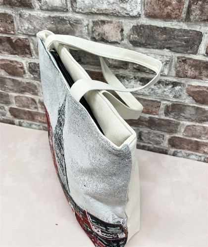 Canvas London Red Bus Big Ben Large Shopping Beach Tote Bag With Top Zip Closure - Picture 10 of 13