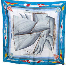 HERMES Silk Scarf Vent Portant Carre 90 by Yannick Manier Tags No Box Unused.