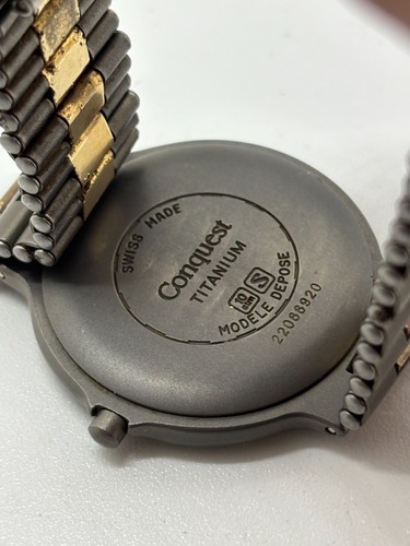 [Exc+5] LONGINES CONQUEST Ti L161.2 DATE MEN'S GRAY VINTAGE WATCH QUARTZ USED - Picture 12 of 15