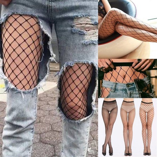 NEW Womens Black Fencenet Fishnet Net Tights Small Medium Large Hole Sexy - Picture 7 of 15