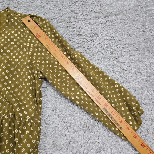 Madewell Tiered Midi Dress Women 0 Olive Floral Viscose Button Front Cottagecore - Picture 11 of 13