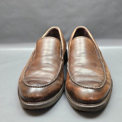 Ecco Vitrus Loafers Mens Size 11 Brown Leather Venetian Slip  display picture 1