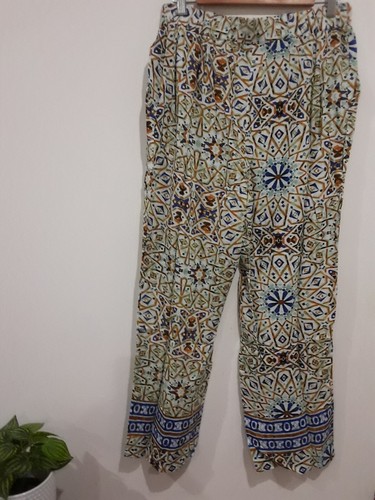 Euro Edit Pants Womens 16 Print Pockets W32 Elastic Waist Lounge New Tags - Picture 9 of 13