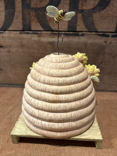 Russ Berrie Bee Skep Beehive Birdhouse Sunflowers - Picture 4 of 6