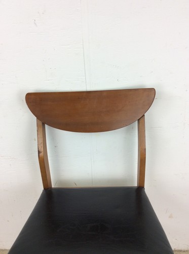 Mid Century Modern Walnut Chair with Black Vinyl Upholstery - Picture 2 of 23
