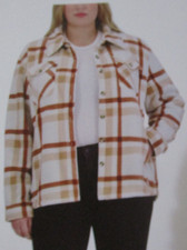 SAGE Brown Plaid SHERPA LINED FLANNEL SHIRT JACKET  Women's XXL NWOT
