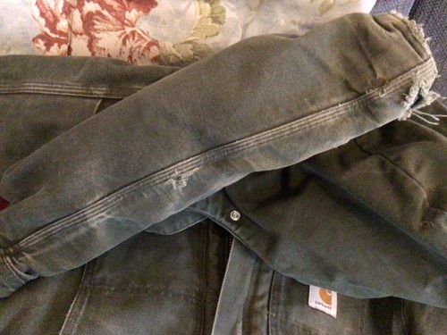 Vintage Carhartt Green Duck Jacke Herren Kapuze Stepp gefüttert USA Distressed #IB40 - Bild 13 von 16
