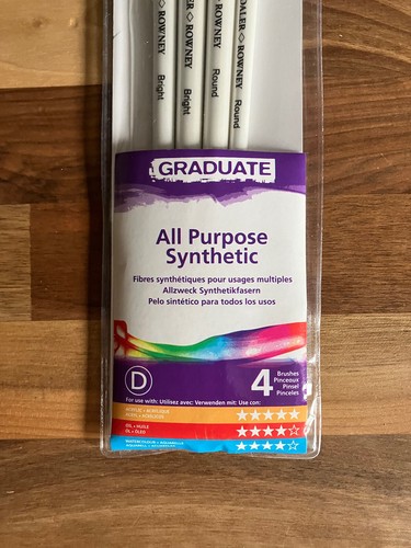 Daler Rowney Graduate All Purpose Brush 4 Pack Set Acrylic Watercolour Long - Picture 4 of 4