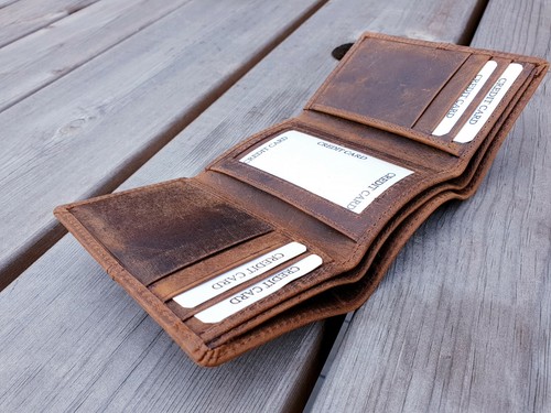 Real Leather Mens Wallet, Handmade Pure Leather Wallet for Men, Gift Bag Packed - Picture 57 of 60
