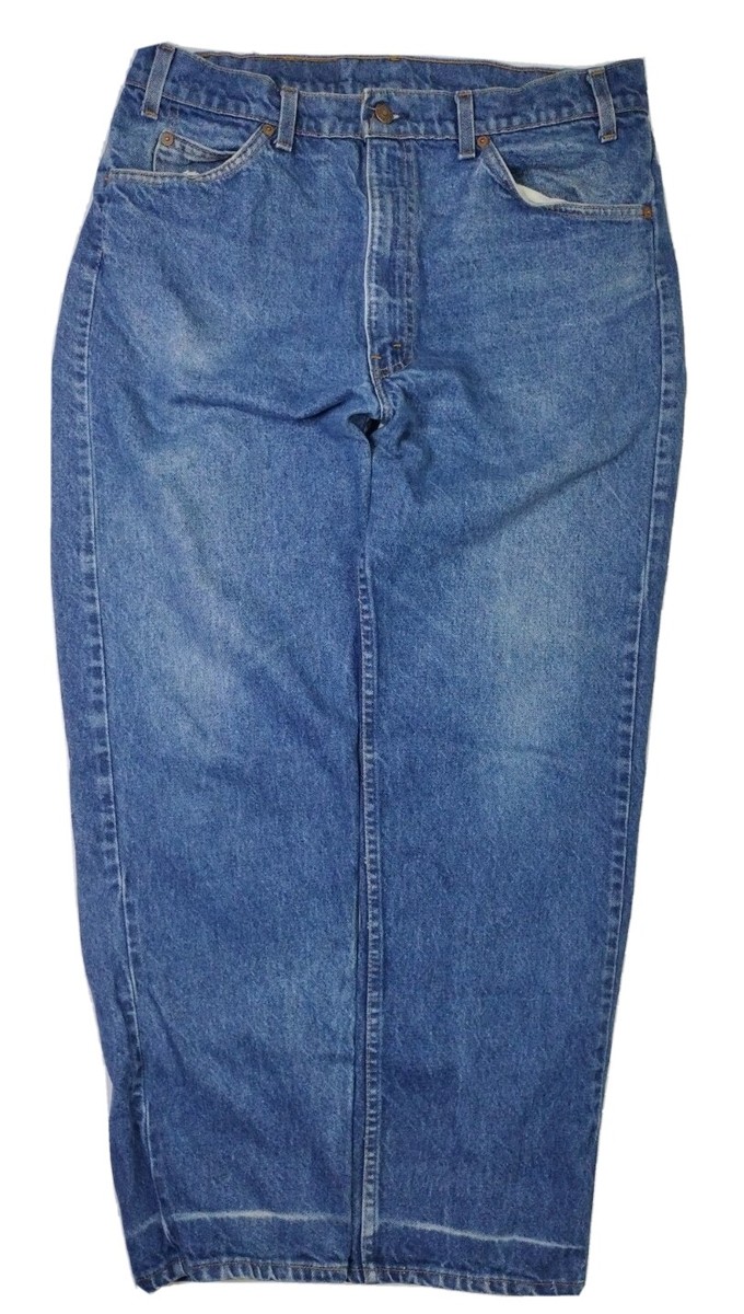 Vtg 80s Levis 305 Mens Denim Jeans Orange Tab 35W 30L Blue 100