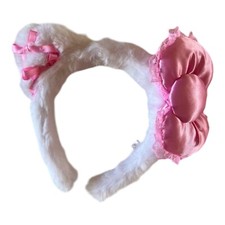USJ Hello Kitty Pink Bow Laced Fluffy headband Earmuffs Universal Studios Japan