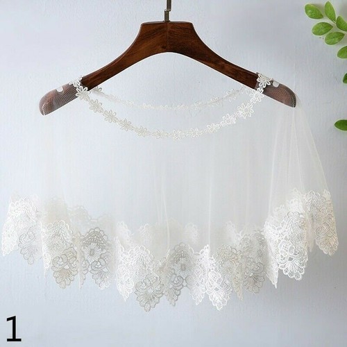 Damen Netz Spitze Cape Bolero Braut Hochzeit durchsichtig Achselzucken Umhang Schal elegant - Bild 1 von 18