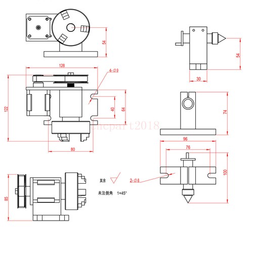 Rotational Rotary Axis A Axis 4th Axis 4Jaw Tailstock for Woodworking CNC Router - Picture 3 of 16