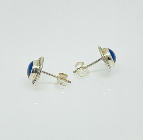 Gorgeous Real Lapis Lazuli Stone Stud Earrings 925 Solid Silver #315657 - Picture 18 of 23