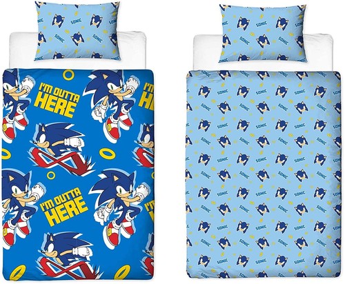 Sonic The hedgehog Single Duvet Cover Reversible Bedding Set - Picture 3 of 3