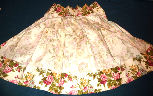 Pleated curtain panel white Pink floral Top 17" Bottom 44"  Length 23"  5 pleats - Picture 5 of 8