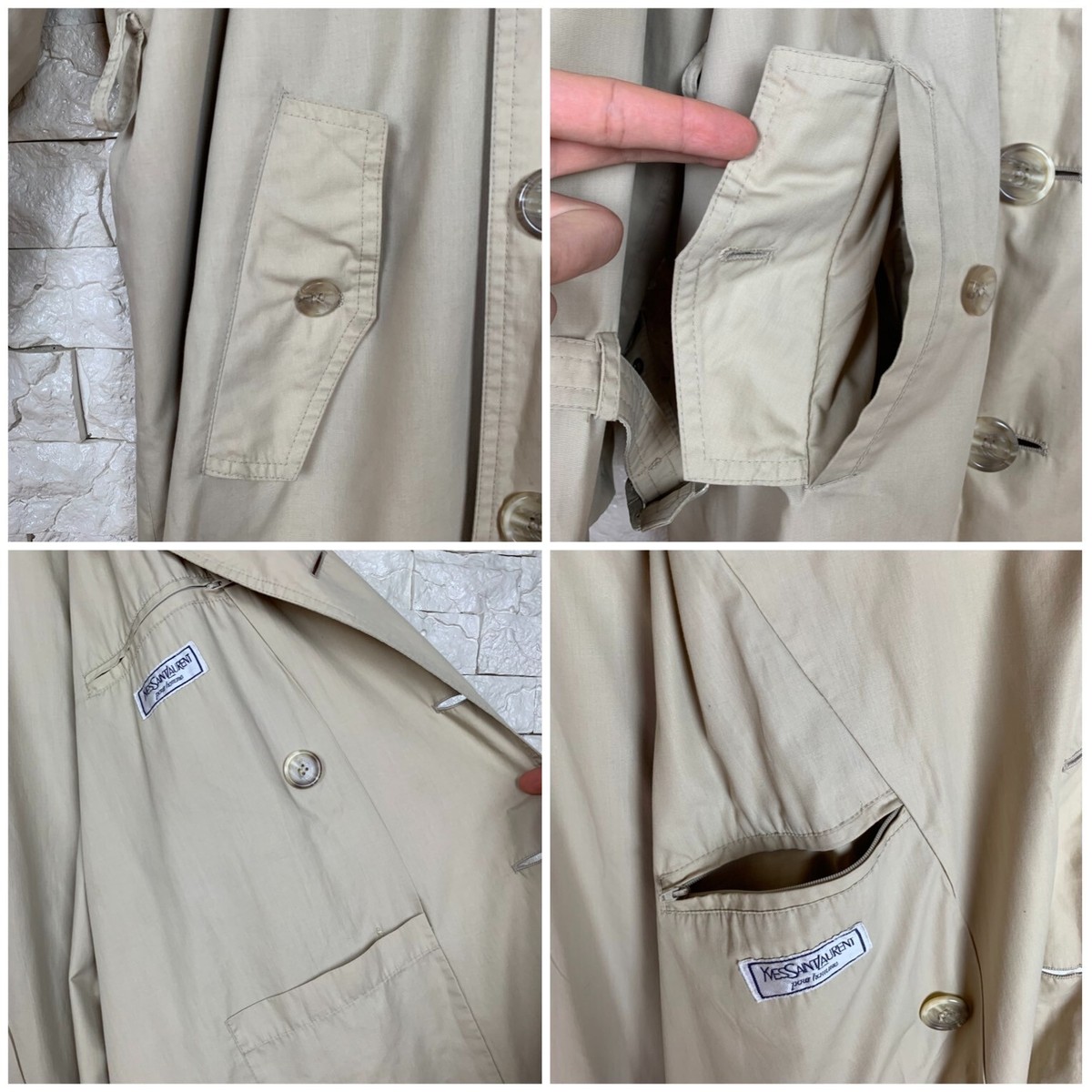 超格安一点 Vintage 90s YSL Yves Saint Laurent Double Breasted Trench sz ジャケット・アウター