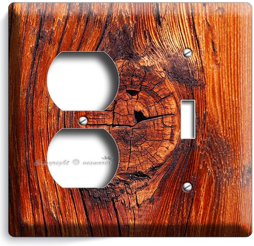 RUSTED OLD WOOD EYE RUSTIC LIGHT SWITCH WALL PLATES OUTLET KITCHEN LOG CABIN ART - Picture 23 of 30