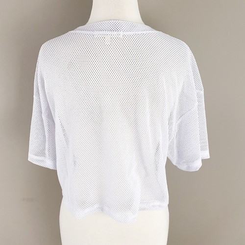 Sheer Mesh White Short Sleeve Crop Top Truly Madly Deeply Small - Picture 4 of 5