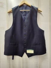 Lauren Ralph Lauren Wool Suit Vest Navy Pinstripe, 42 Reg 36W 5 button Waistcoat
