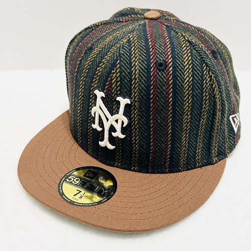New Era New York Mets Herringbone Patch 59FIFTY Fitted Hat Cap 7 1/8 Brown MLB - Picture 3 of 6