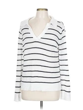 H By Halston Women White Long Sleeve T-Shirt L