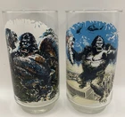 Vintage King Kong  Glass Cup Set Of 2 New York Twin Towers Coca Cola 1976
