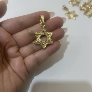 Authentic 14KT Gold Plated Magenta David (1”)