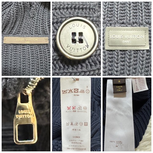 Auténtica chaqueta con capucha tejida calibre bajo Louis Vuitton LV en buen estado S azul marino - Imagen 2 de 14