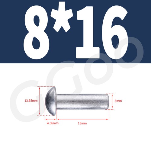 Solid Aluminium Round Head Rivets DIN 660 - 2mm 2.5mm 3mm 4mm 5mm 6mm 8mm - Picture 67 of 74