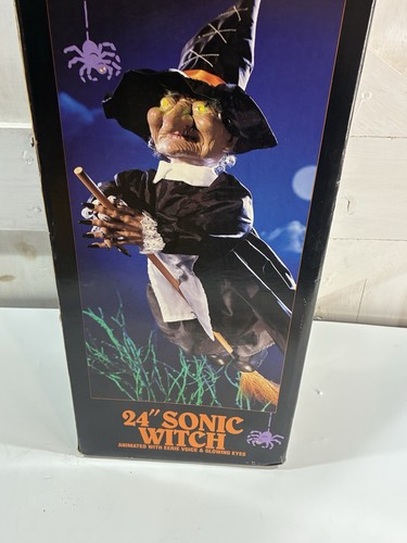 Vintage 24" Animated Halloween Sonic Hanging Witch Broomstick Working - Picture 7 of 15
