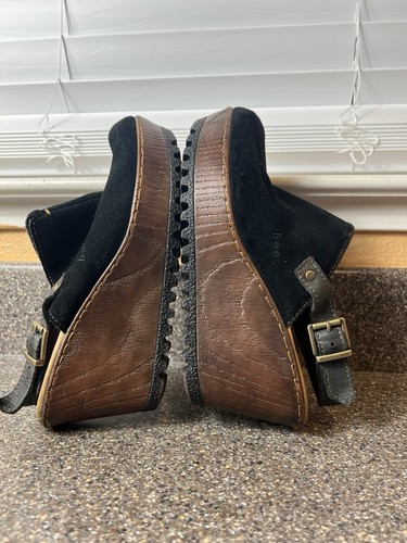 Born b.o.c Damenschuhe bequem Freizeit 8 M schwarz Wildleder Fersenriemen-Clog Plateau - Bild 5 von 11
