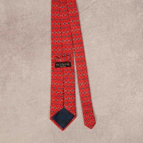 Vintage 1990s Patterned Silk Tie Red Jos.a. Bank - Picture 2 of 5